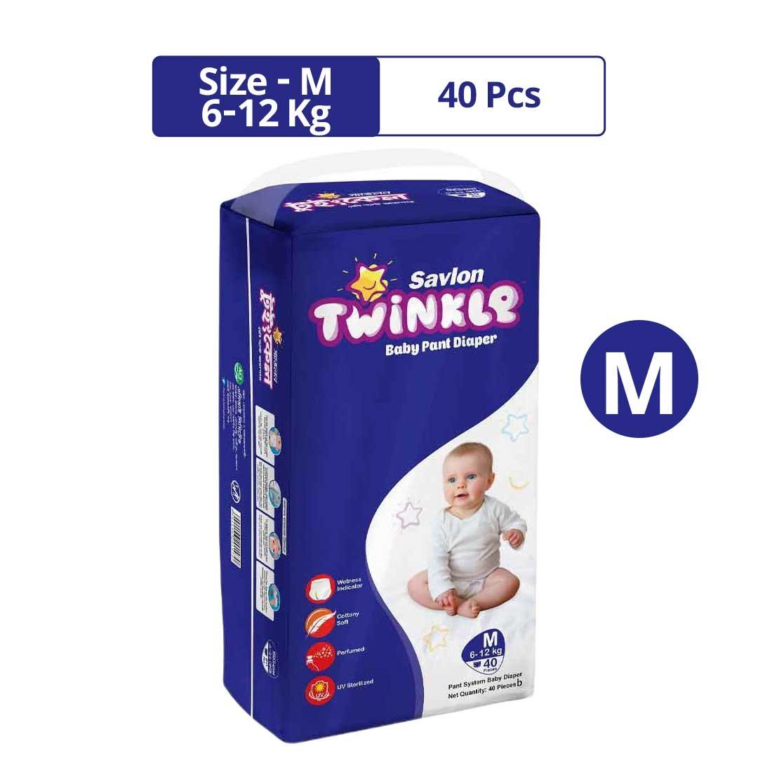 Savlon Twinkle Baby Pant Diaper M (6-12kg) - 40 Pcs